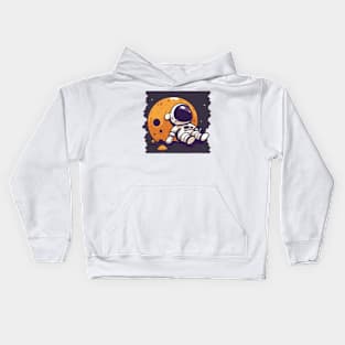 Astronaut laying on the moon Kids Hoodie